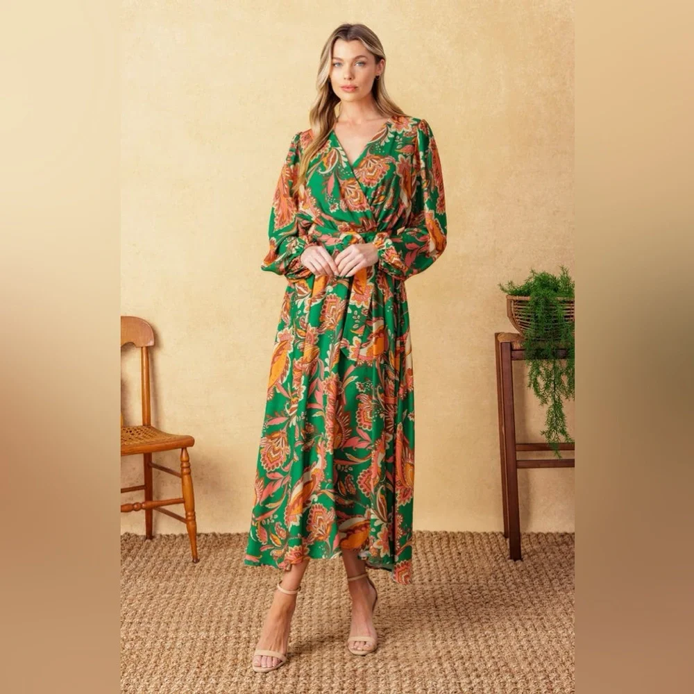 Flaying Tomato SUNNYSIDE FLORALS WOVEN MIDI DRESS size L pristine condition - Picture 11 of 17